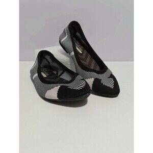 Skechers Cleo-Wham Black Gray Slip On Ballet Flats Shoes Women's Sz 6.5